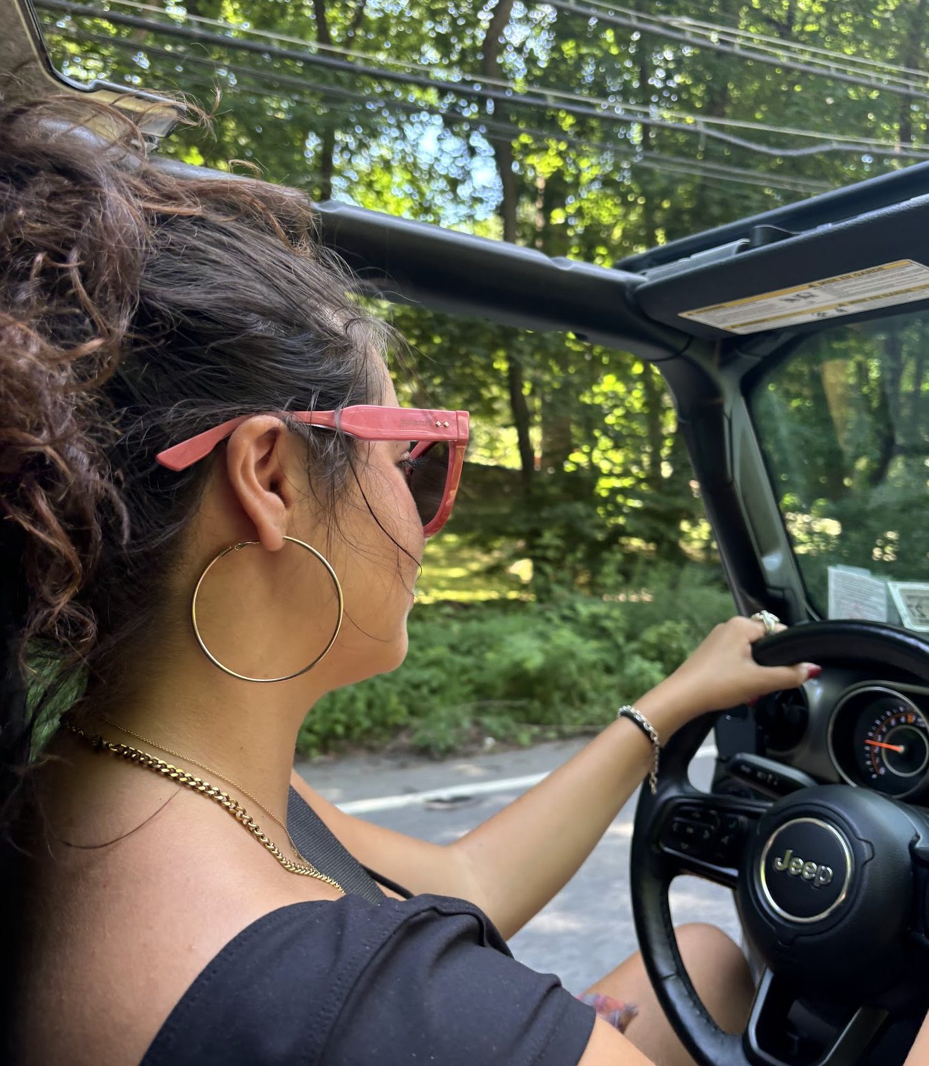 Brooke driving on a summer day
